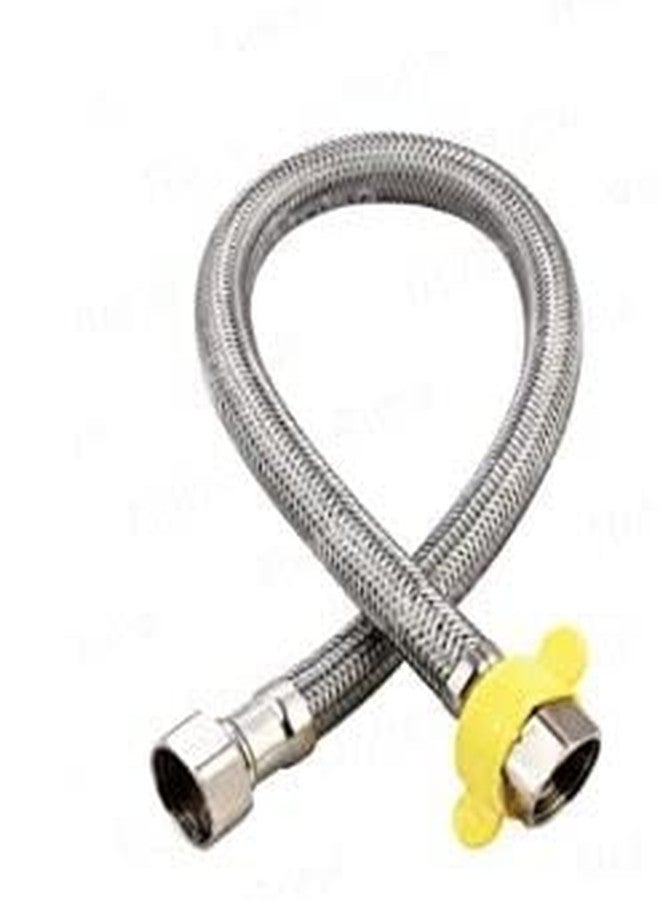 SPAZIO خرطوم توصيل من الفولاذ المقاوم للصدأ من Spazio بطول 24 بوصة، شديد التحمل، بلمسة نهائية من الكروم، مناسب لإكسسوارات الحمامات/إكسسوارات المراحيض (عبوة من قطعة واحدة) - Image 1